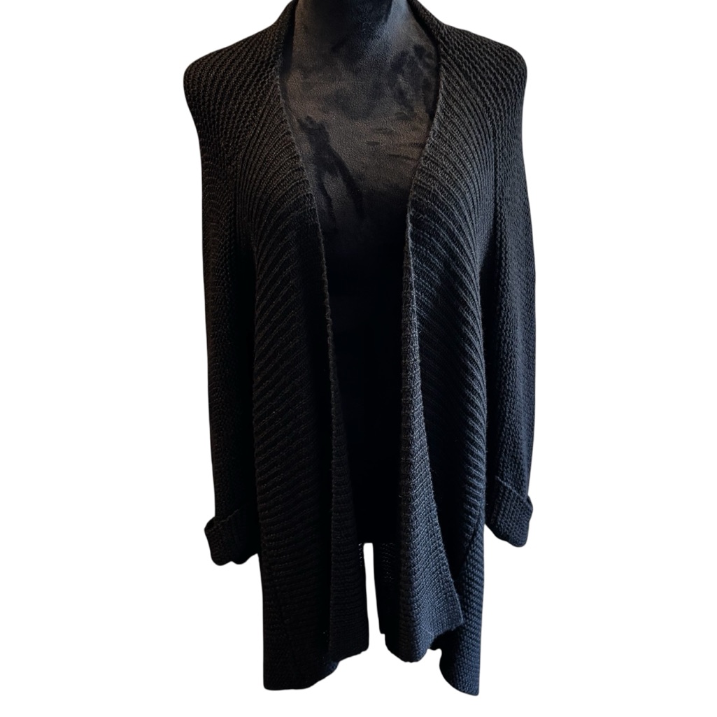 Brochu Walker Alpaca/Wool Blend City Black Open Front Cardigan Sweater, Os